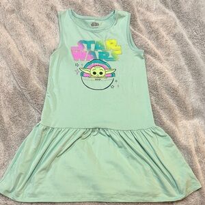 Baby Yoda/Grogu Kids Aqua Sleeveless Dress